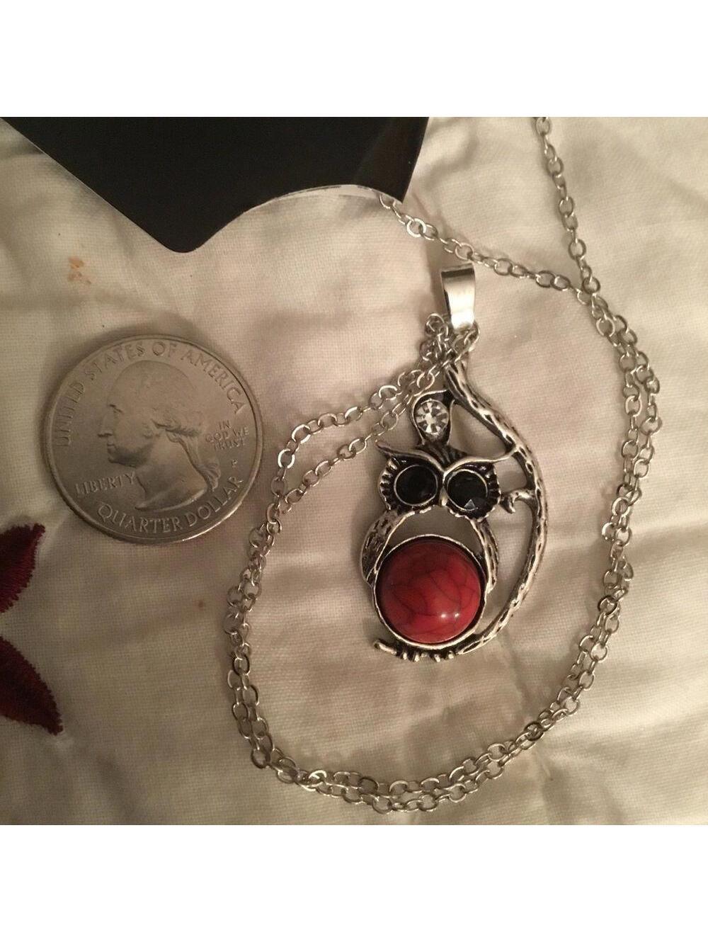 Onyx Owl Necklace 17"